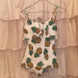 One piece bathing suit with pineapple design